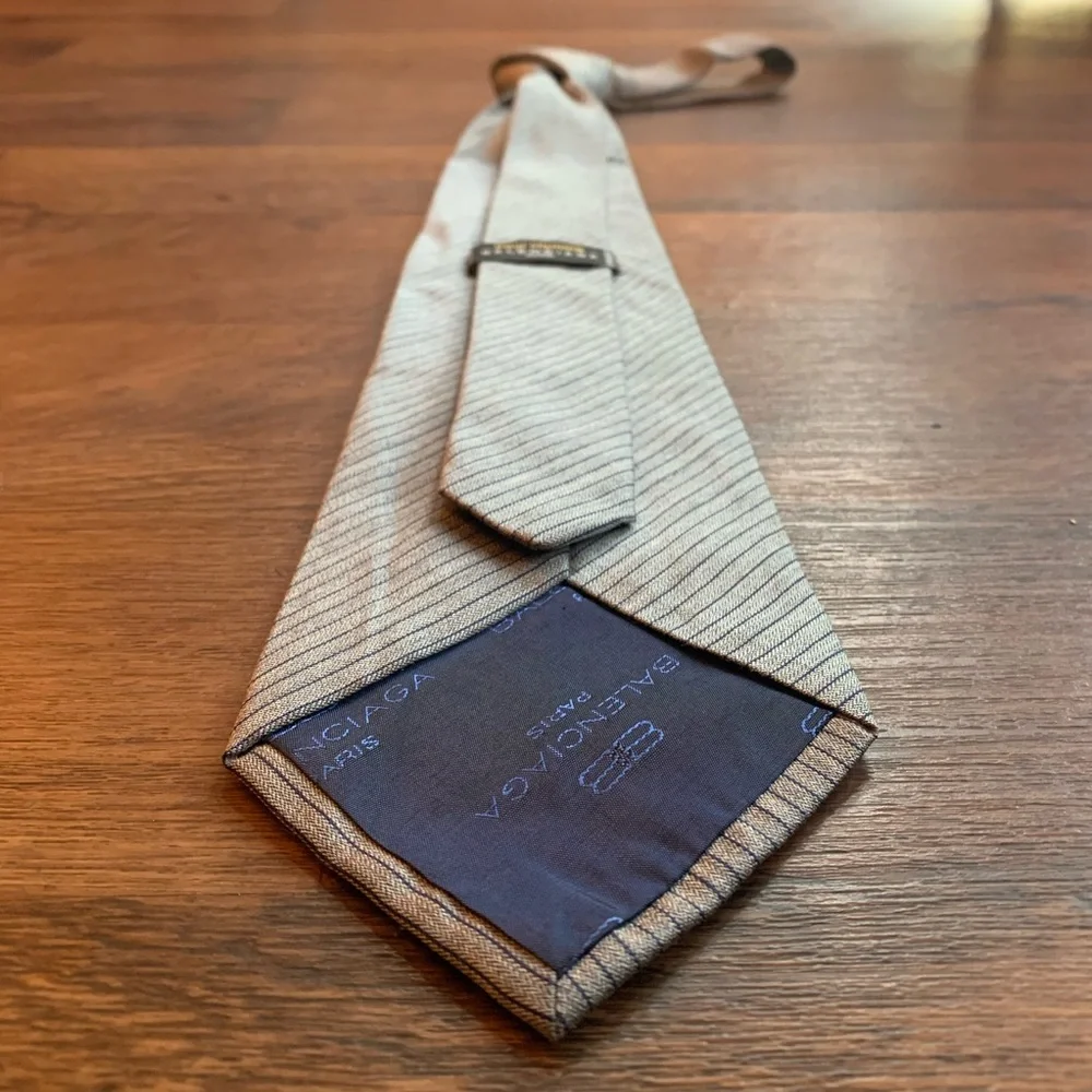Balenciaga Gray & Navy Pinstripe Silk Tie